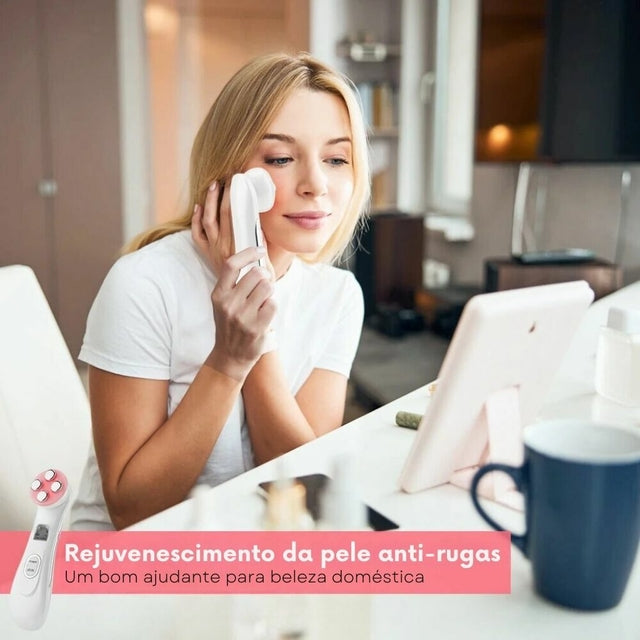 Massageador Facial Com Radiofrequência E Luz LED 5 Em 1
