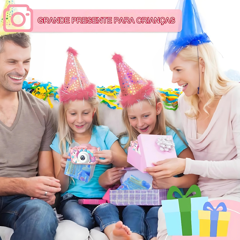 Câmera Fotográfica Infantil com Estojos de Silicone 2.0 Polegadas