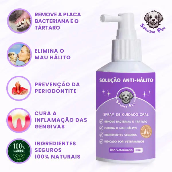 SorrisoPet™ - Spray Elimina Tártaro e Mau Hálito + Manual de Uso