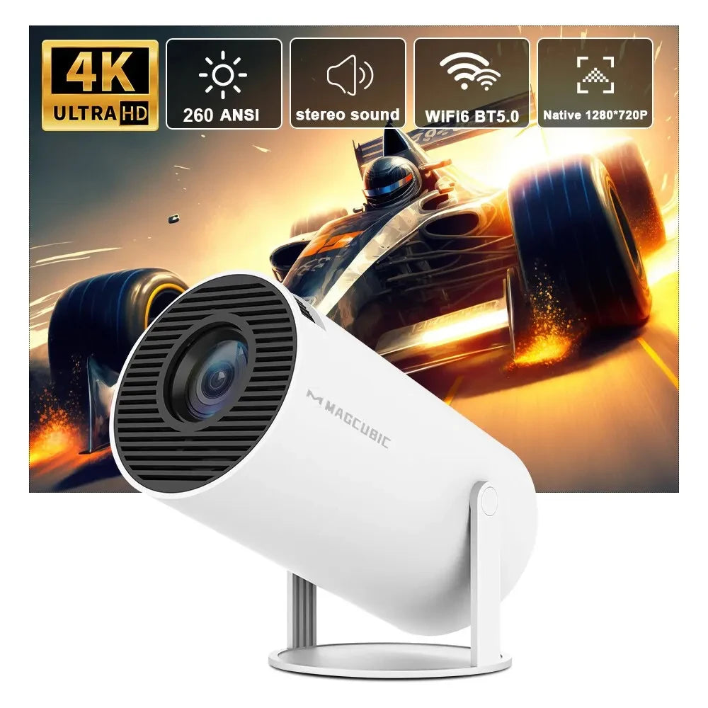Projetor HY300 PRO 4K Android 11, WiFi duplo 6, 260ANSI, Allwinner H713, BT5.0, 1080P, 1280x720P, Cinema em casa, ao ar livre