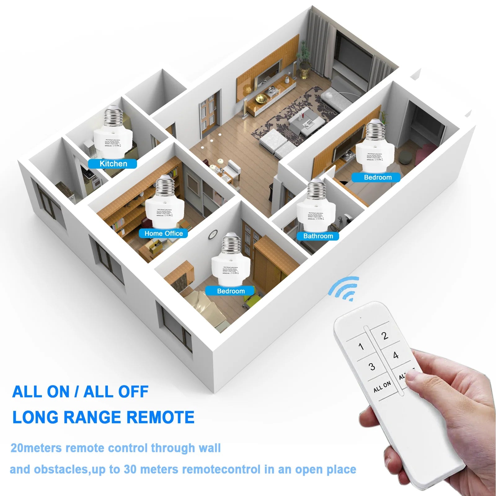 Adaptador de Lãmpadas Inteligente WiFi, E-27, Alexa, Google Home