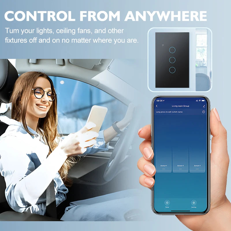 Interruptor WiFi inteligente com Alexa e Gogle Home, controle de qualquer lugar