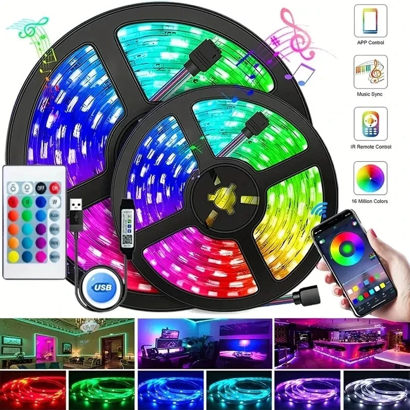 Fita LED Light Strips, 5050 RGB, Smart WiFi, Alexa, Google, USB, Colorido, Quarto de Criança, Paredes, Forro Gêsso, 1m até 30m de acordo o modelo