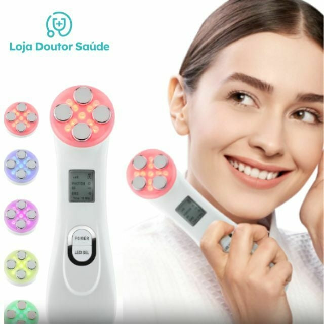 Massageador Facial Com Radiofrequência E Luz LED 5 Em 1