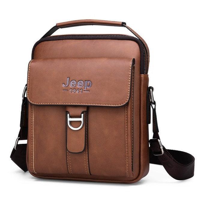 Bolsa JEEP-BULUO em Couro Bag Masculina de Ombro com Fecho Metal