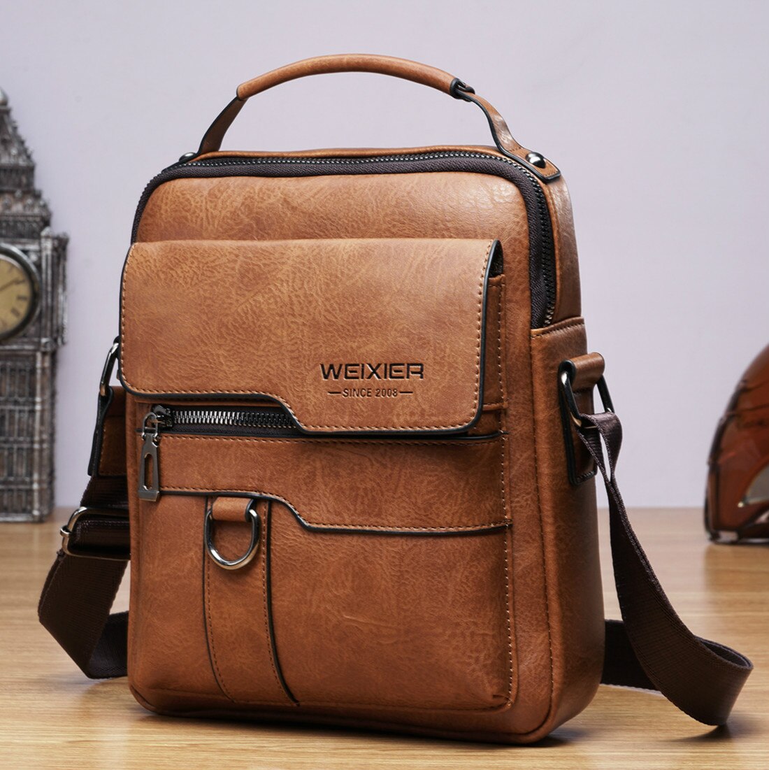 Bolsa De Couro Legítimo Masculina Crossbody - Estilo Versátil