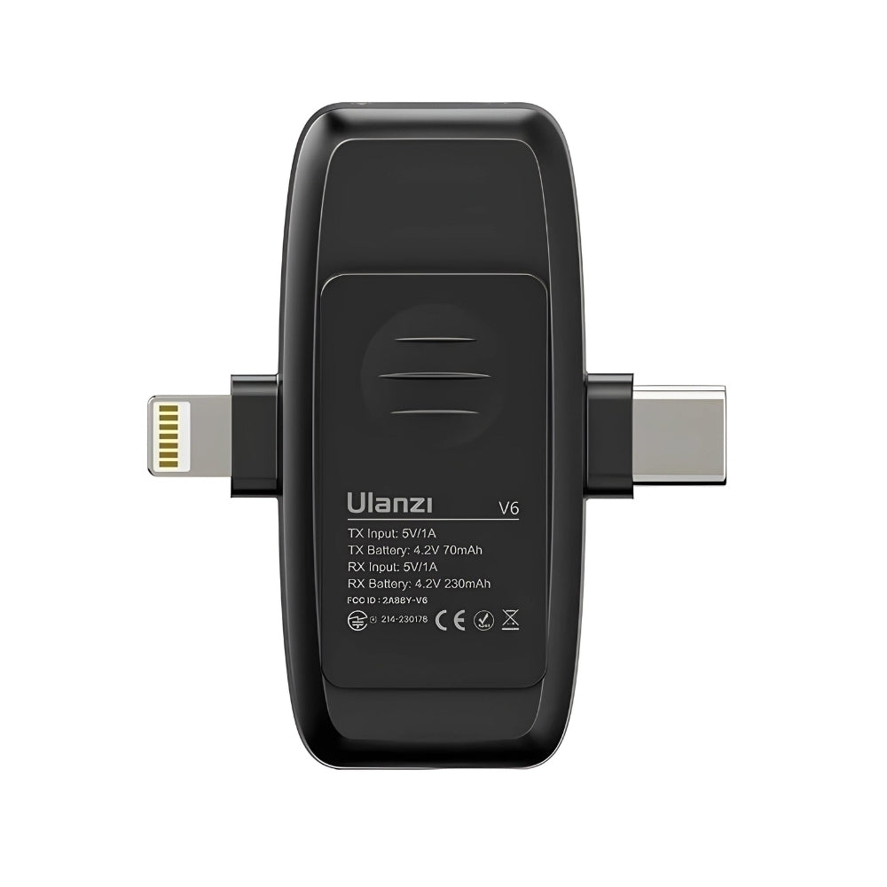 Microfone de lapela sem fio Ulanzi V6 3 em 1