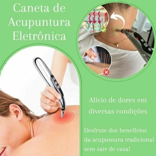 Caneta de Acupuntura Eletrônica + BRINDE 5 Cabeças de Massagem