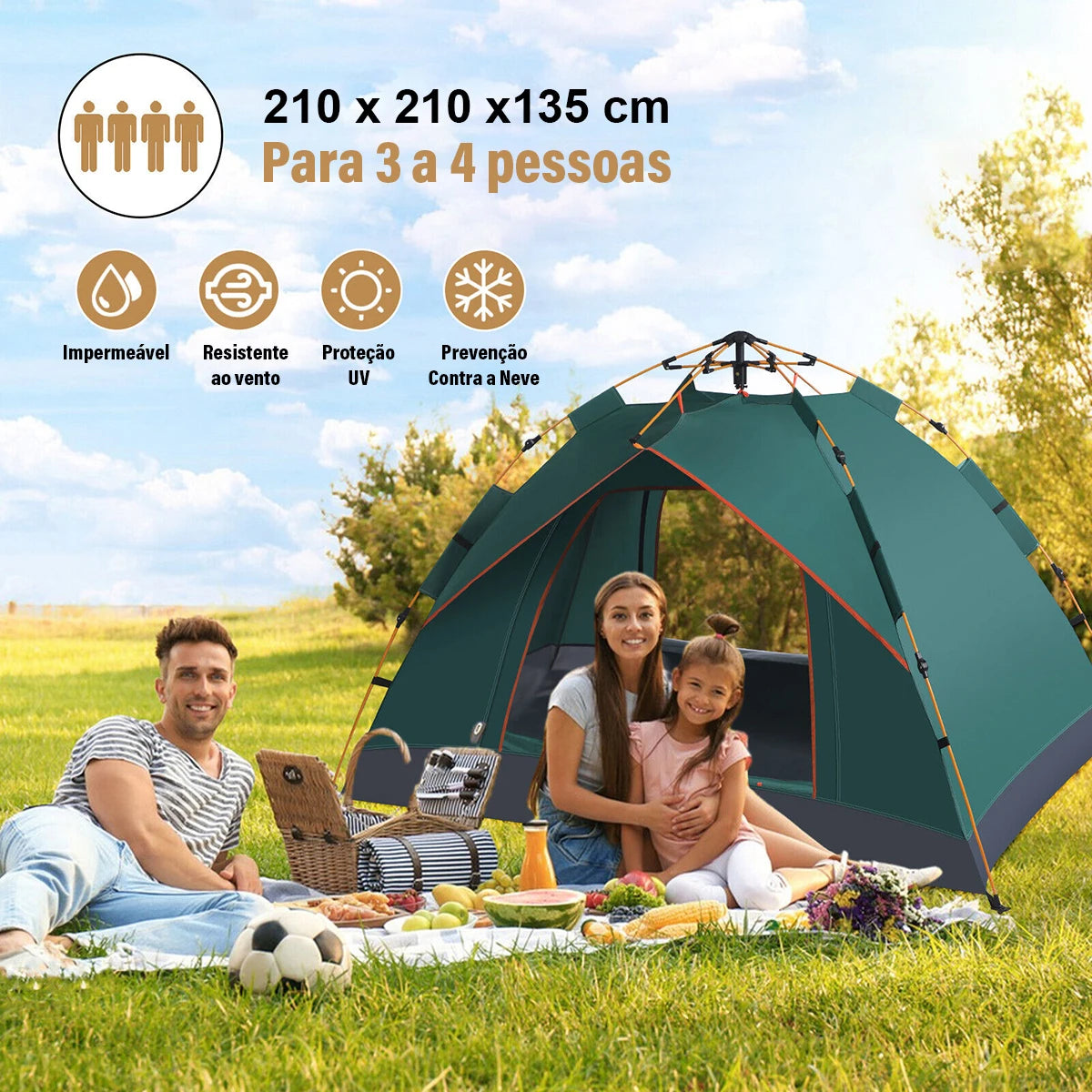 Barraca Automática Camping Impermeável - New Hawaii