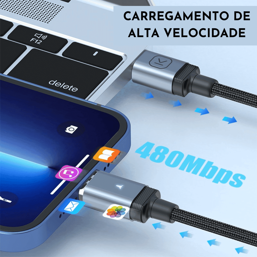 Cabo Carregador Magnético Typo C e Iphone
