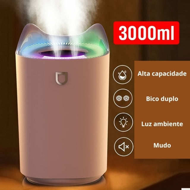 Umidificador de Ar Ultrassônico 3 Litros - Aromaterapia
