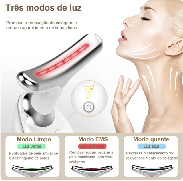 Massageador Facial com Fototerapia Anti-Rugas
