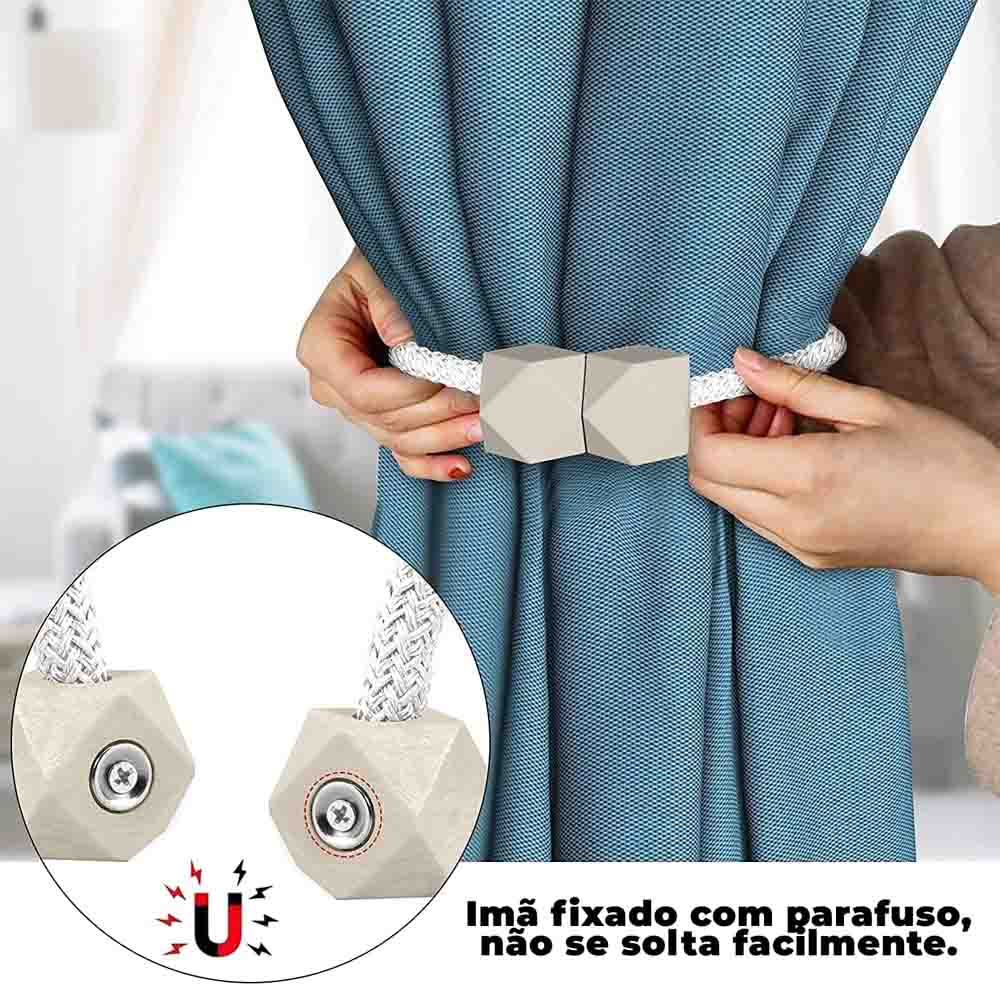 CDSP - Kit 2 Prendedor de Cortina Magnetico Multifuncional com Perolas