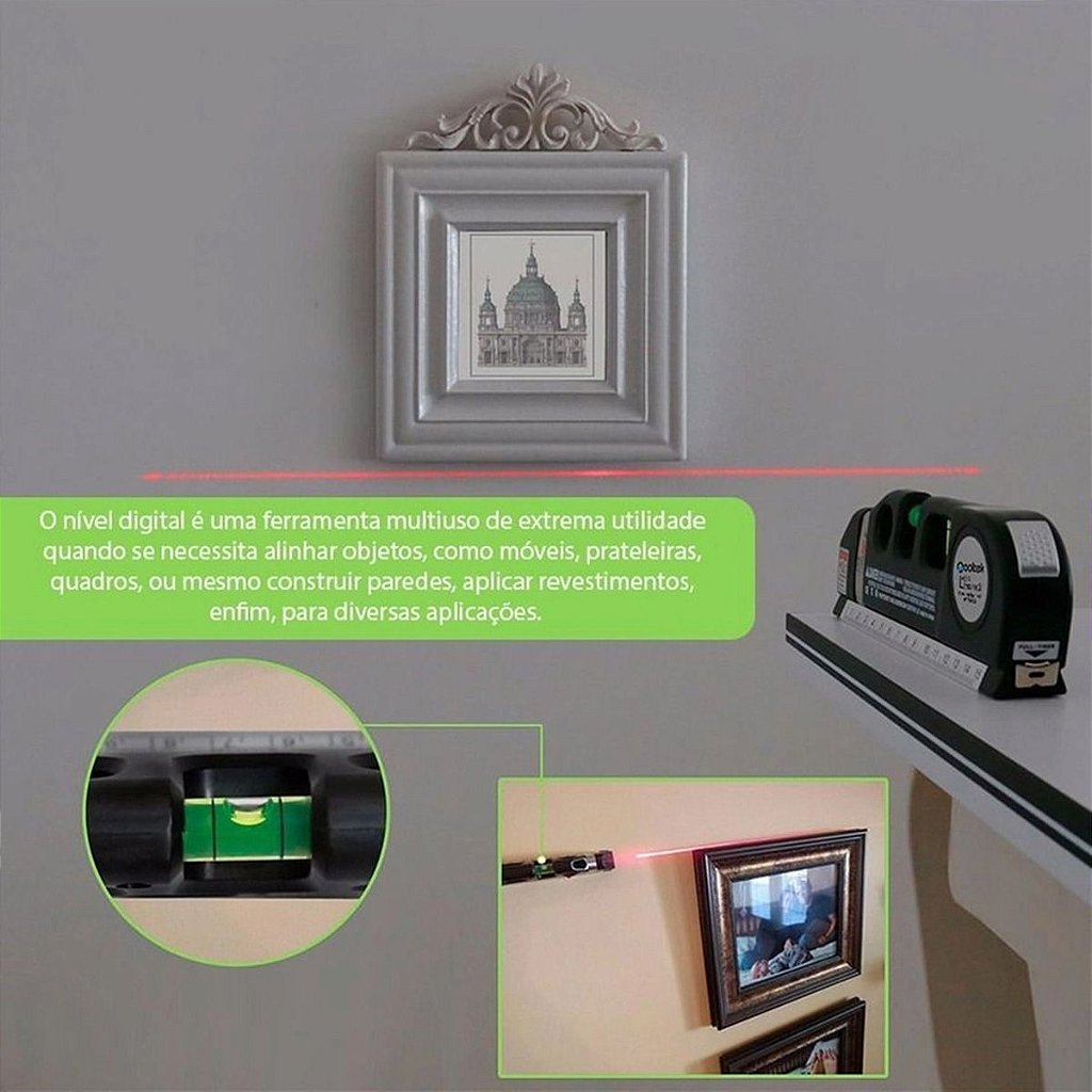 Nivel Laser Profissional Trena Level 3 Estagios Nivelador