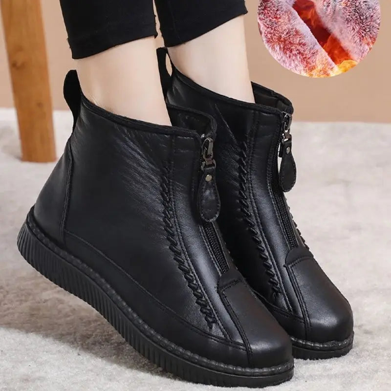 Botas Para Mulheres | Botas Inverno De Tornozelo Moda Quente Botas | Confortável e Antiderrapante | Fechamento De Zíper Frontal | Calçados Femininos