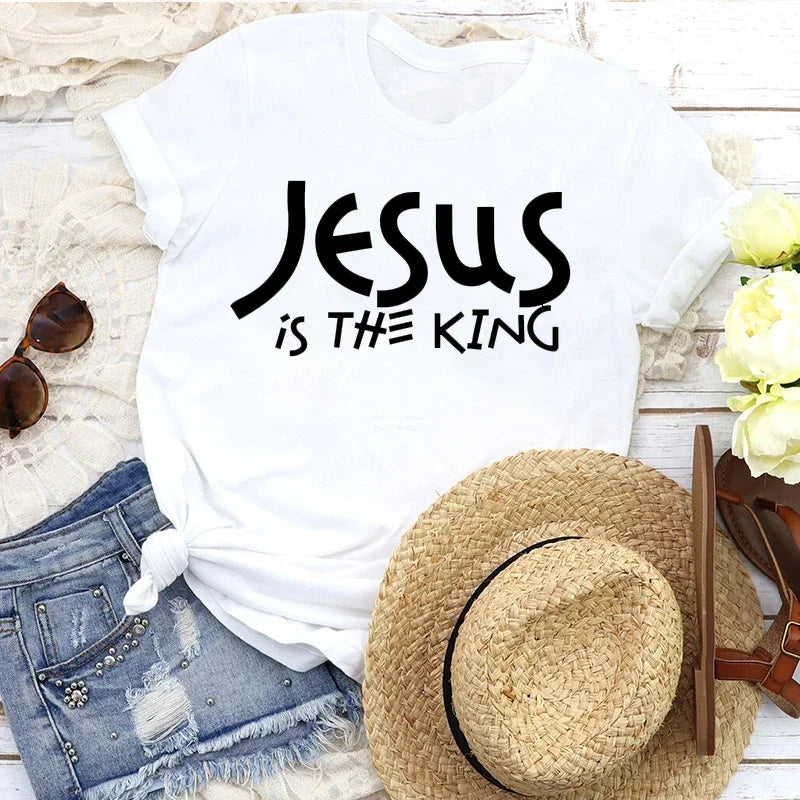 Jesus a maneira verdade vida impressa novo estilo feminino t camisa religião cristã slogan topos crente orar deus senhora roupas de verão