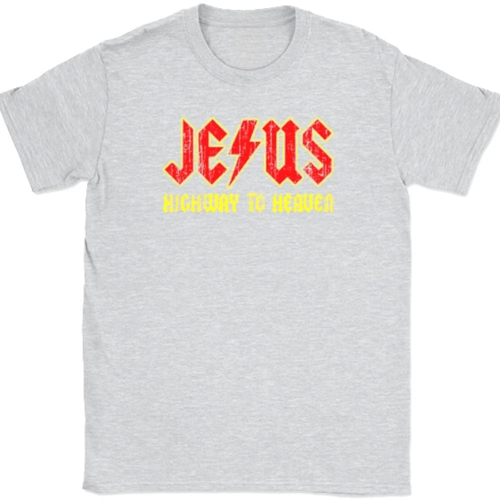 Jesus rodovia para o céu camiseta engraçado cristão deus elogio religioso masculino camisetas unisex design criativo verão camiseta