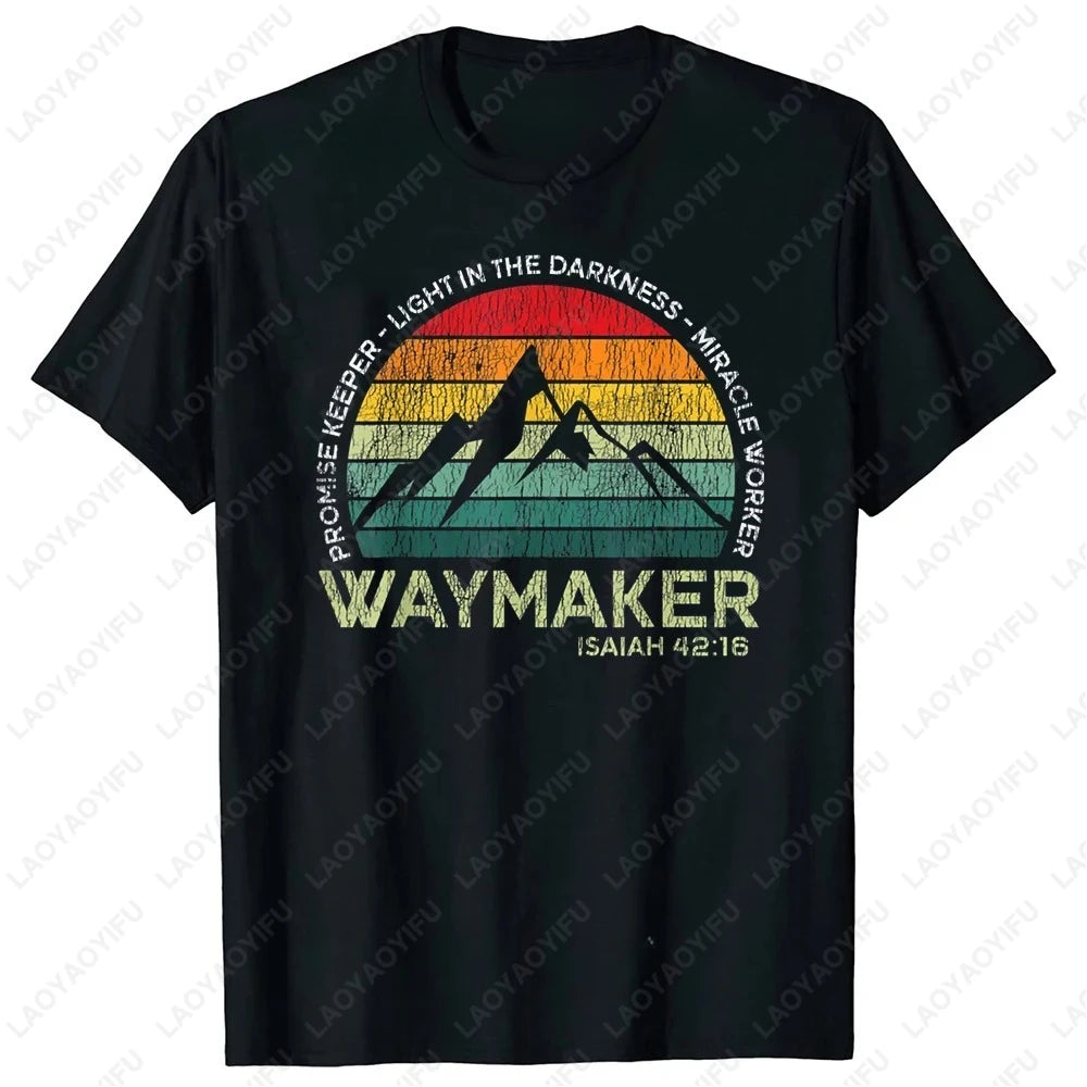 Waymaker trabalhador promessa keeper cristão camisetas na moda algodão streetwear topos deus oração jesus presentes de natal tshirt para homem
