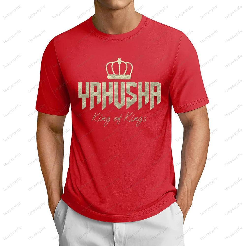 Yahusha yhwh rei dos reis fé cristã hebraico camiseta casual moda streetwear clássicos camiseta verão manga curta t camisa