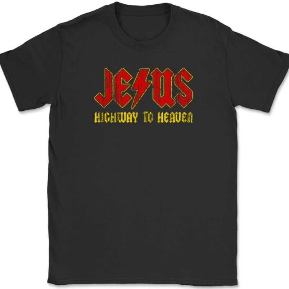 Jesus rodovia para o céu camiseta engraçado cristão deus elogio religioso masculino camisetas unisex design criativo verão camiseta