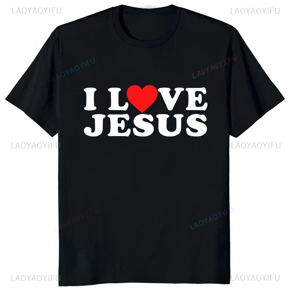 Eu amo jesus batimento cardíaco gráfico impresso camiseta cristã cristianismo fé religião casual moda streetwear hip hop homem t