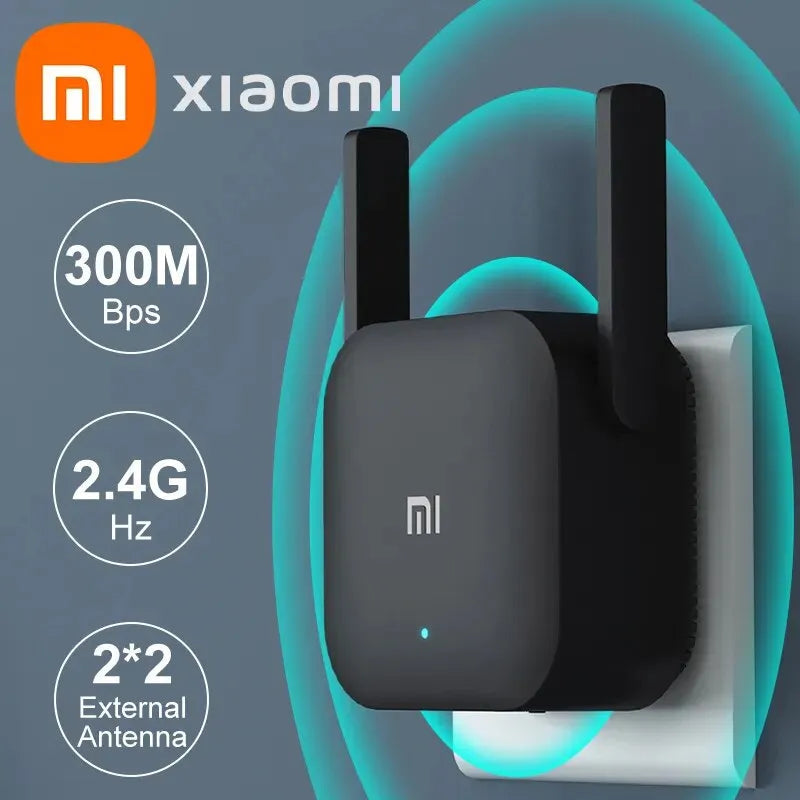 Xiaomi Amplificador Wifi Pro 300M 2.4G Repetidor Expansor de Rede Range Extender Roteader Mi Router Wi-Fi Sem Fio