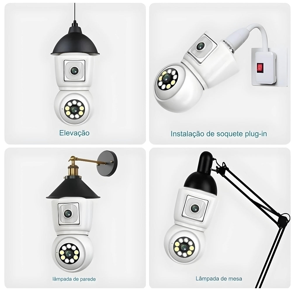 Câmera de Segurança de Lente Dupla