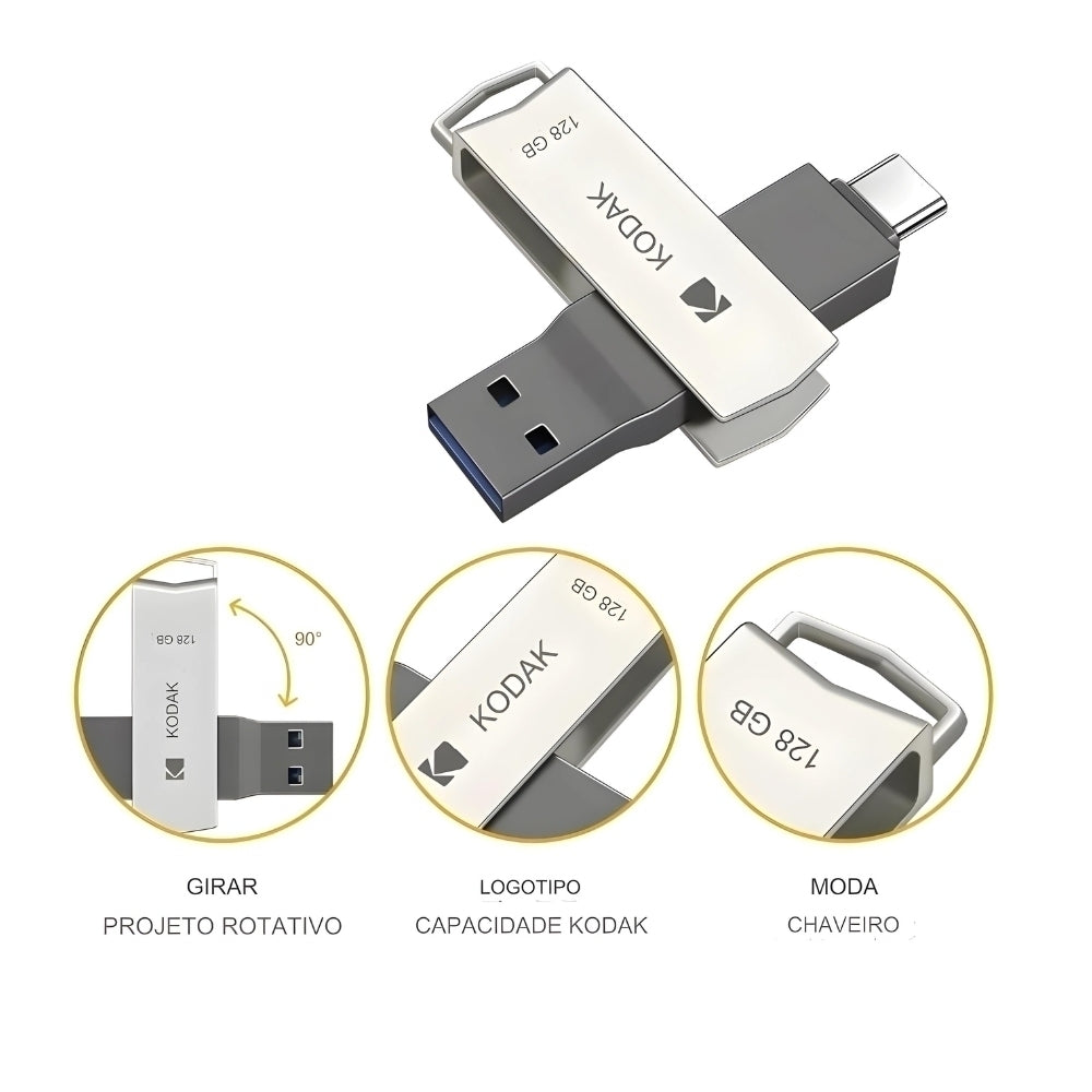 Pendrive Kodak Tipo-C Dual Flash Drive K273