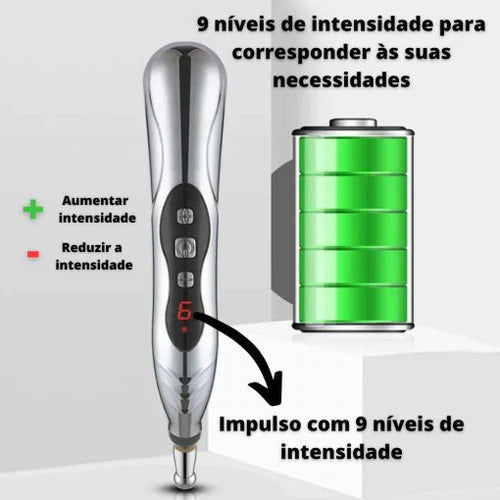 Caneta de Acupuntura Eletrônica + BRINDE 5 Cabeças de Massagem