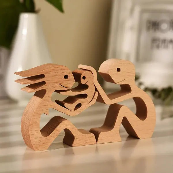 FamilyWood Love™ - Estatueta Decorativa Amor de Família