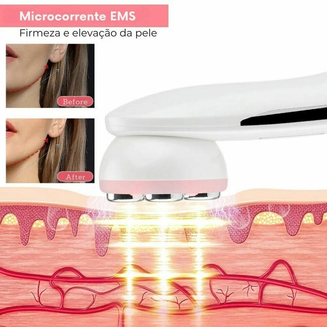 Massageador Facial Com Radiofrequência E Luz LED 5 Em 1