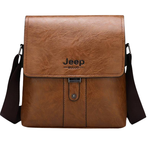 Bolsa JEEP-BULUO de Couro Bag Masculina com Fecho Metal