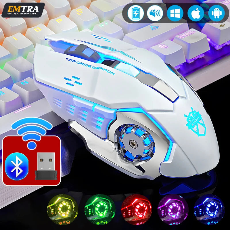 Mouse sem fio recarregável Retroiluminação mecânica