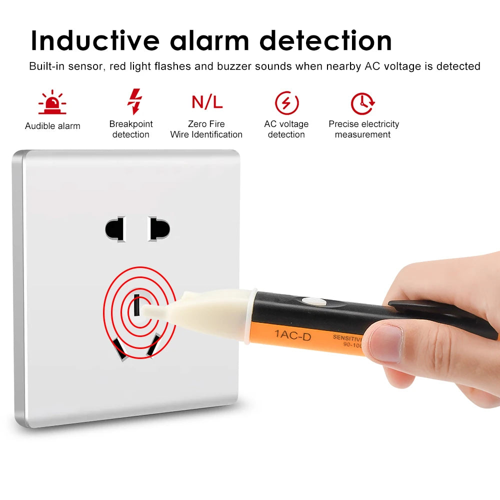 Caneta Detectora de tensão 90-1000v, testador de corrente CA, led, sensor