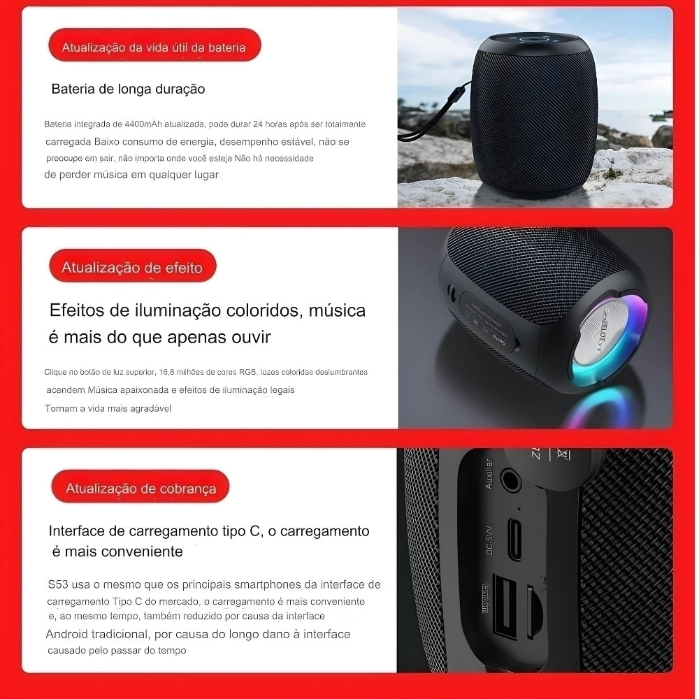 Caixa de Som ZEALOT S53 Bluetooth