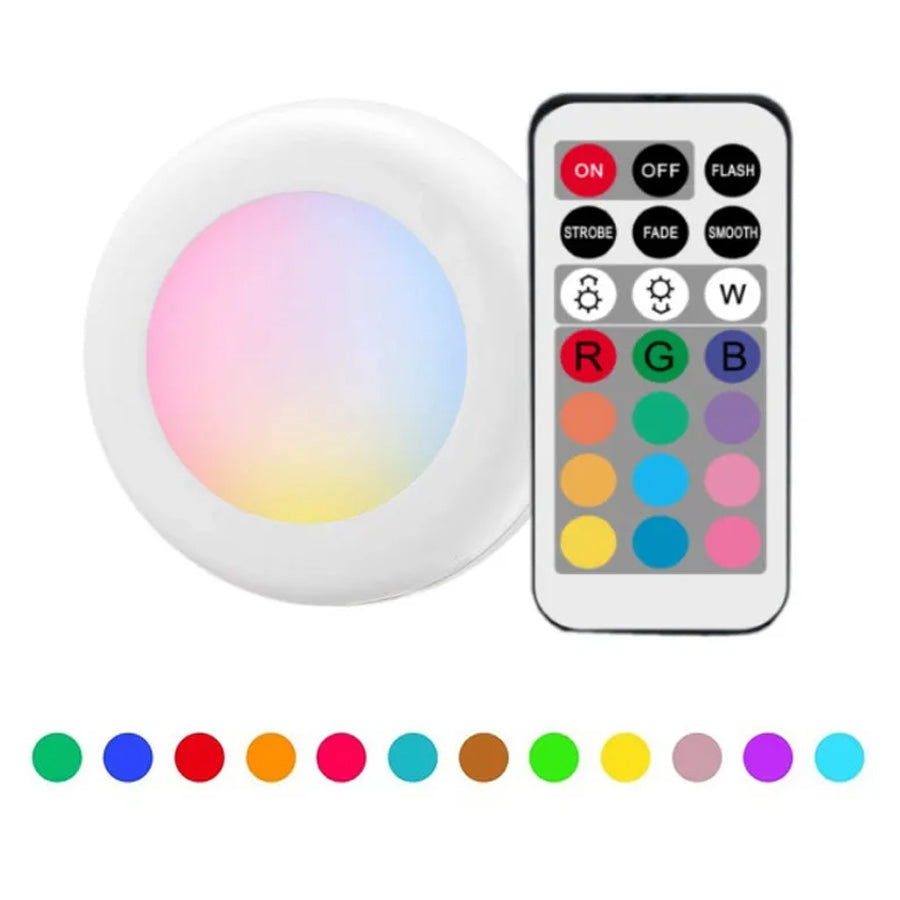 STO110 - 3 Lampadas Luminaria Led RGB Controle Remoto Para Armario