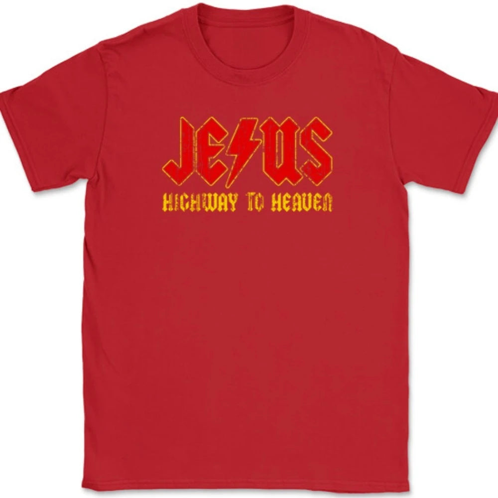 Jesus rodovia para o céu camiseta engraçado cristão deus elogio religioso masculino camisetas unisex design criativo verão camiseta