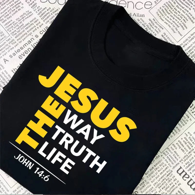 Jesus a maneira verdade vida impressa novo estilo feminino t camisa religião cristã slogan topos crente orar deus senhora roupas de verão