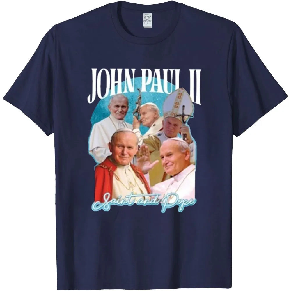 Papa john paul ii camiseta católica santo gráfico camiseta retro cristão camisa religiosa à base de fé presente vaticano papa vestuário
