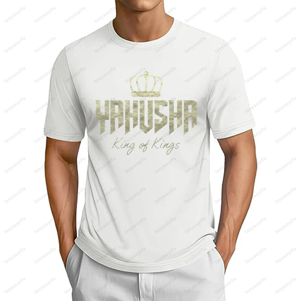 Yahusha yhwh rei dos reis fé cristã hebraico camiseta casual moda streetwear clássicos camiseta verão manga curta t camisa