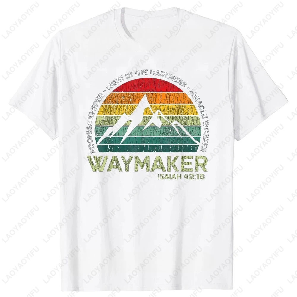 Waymaker trabalhador promessa keeper cristão camisetas na moda algodão streetwear topos deus oração jesus presentes de natal tshirt para homem