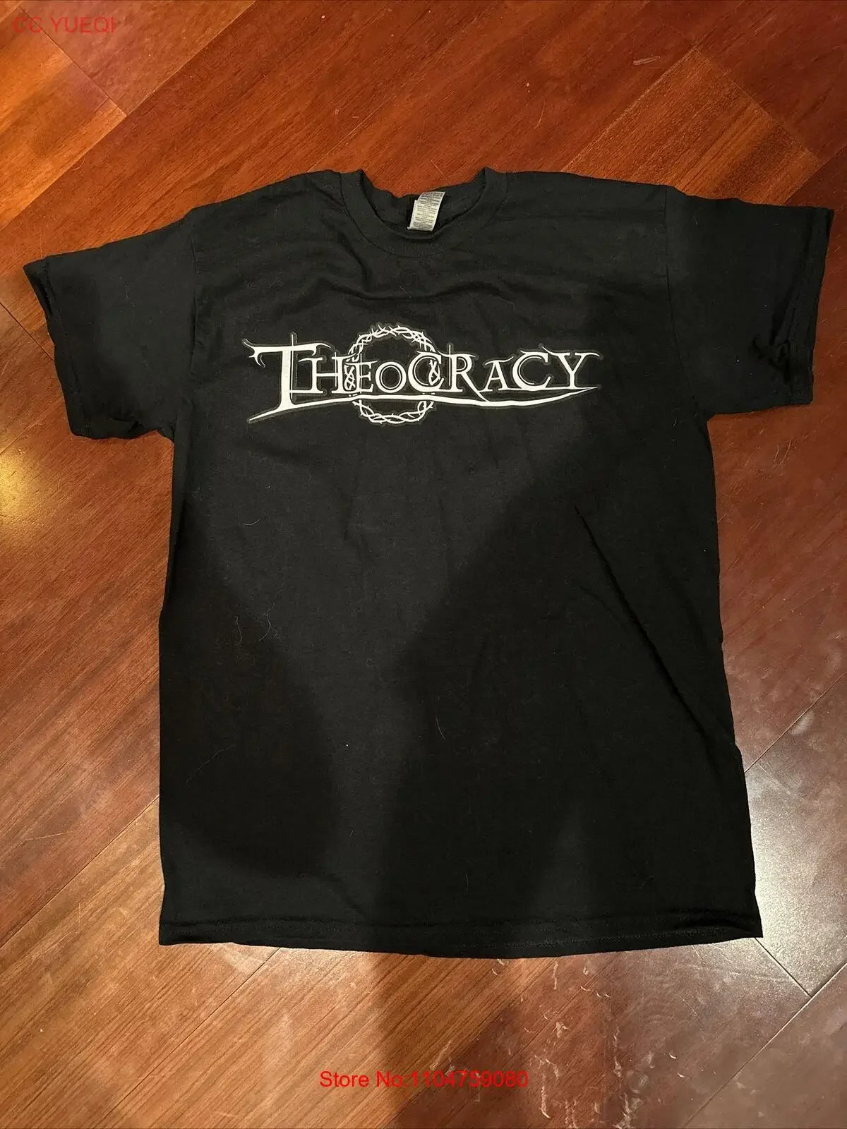 Theocracia t camisa masculina médio cristão metal banda rock adulto nunca usado vintage lavado casual ligeiramente confortável unisex