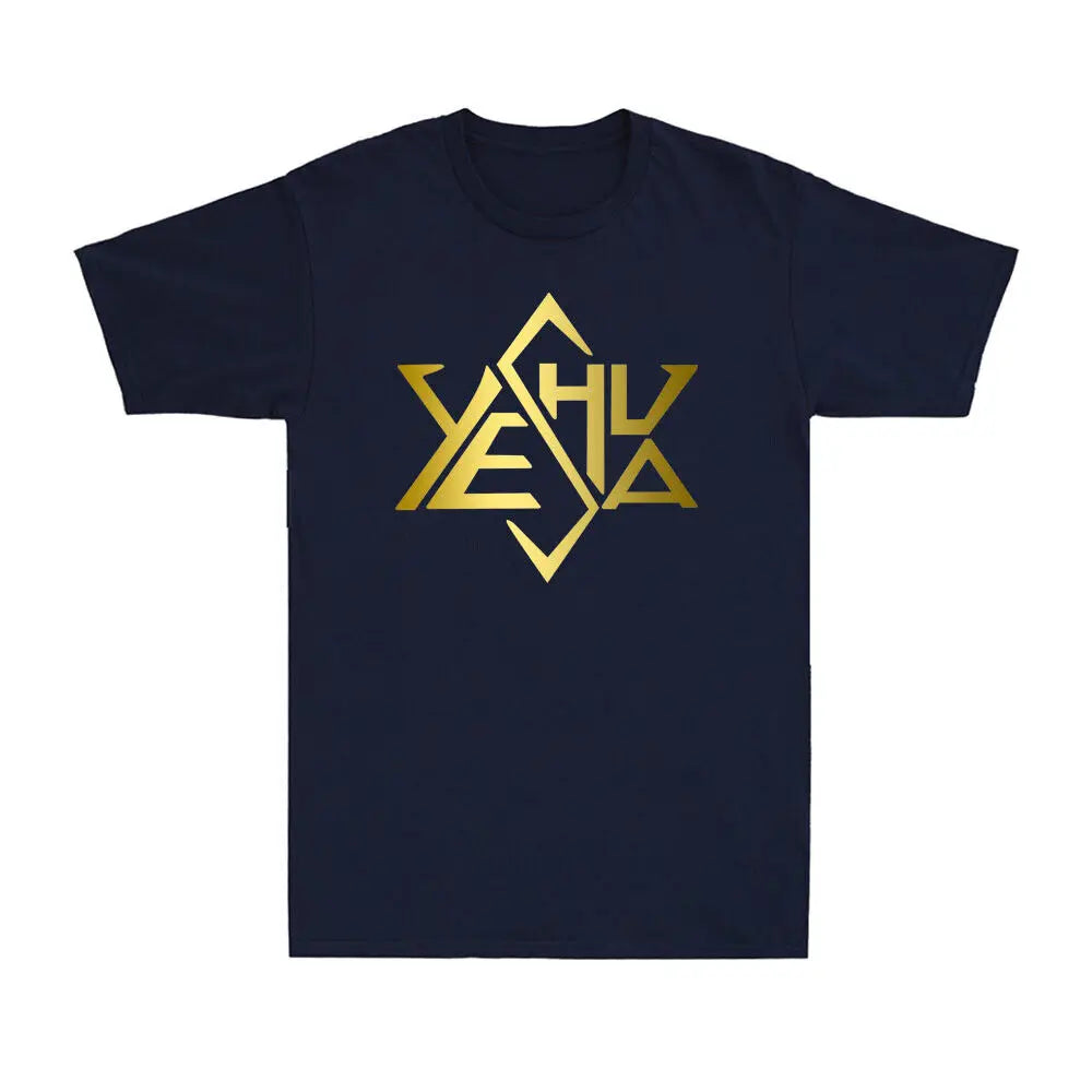 Novo estilo jesus cristão masculino feminino tshirt yeshua fé religiosa impressão dourada casual solto esporte topos t