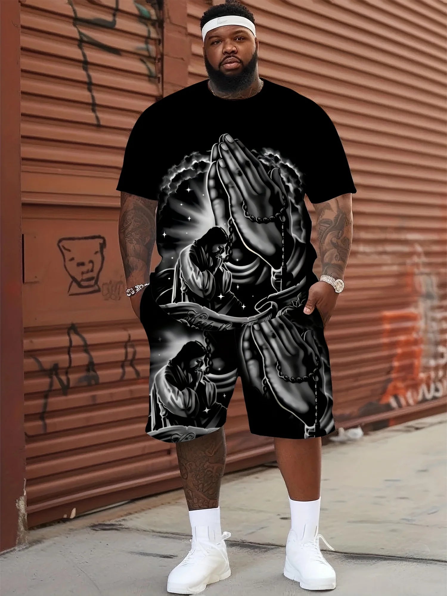 Cristianismo orar camisetas moda 3d jesus impressão camiseta para roupas masculinas casual o-pescoço oversized manga curta masculino topos vintage