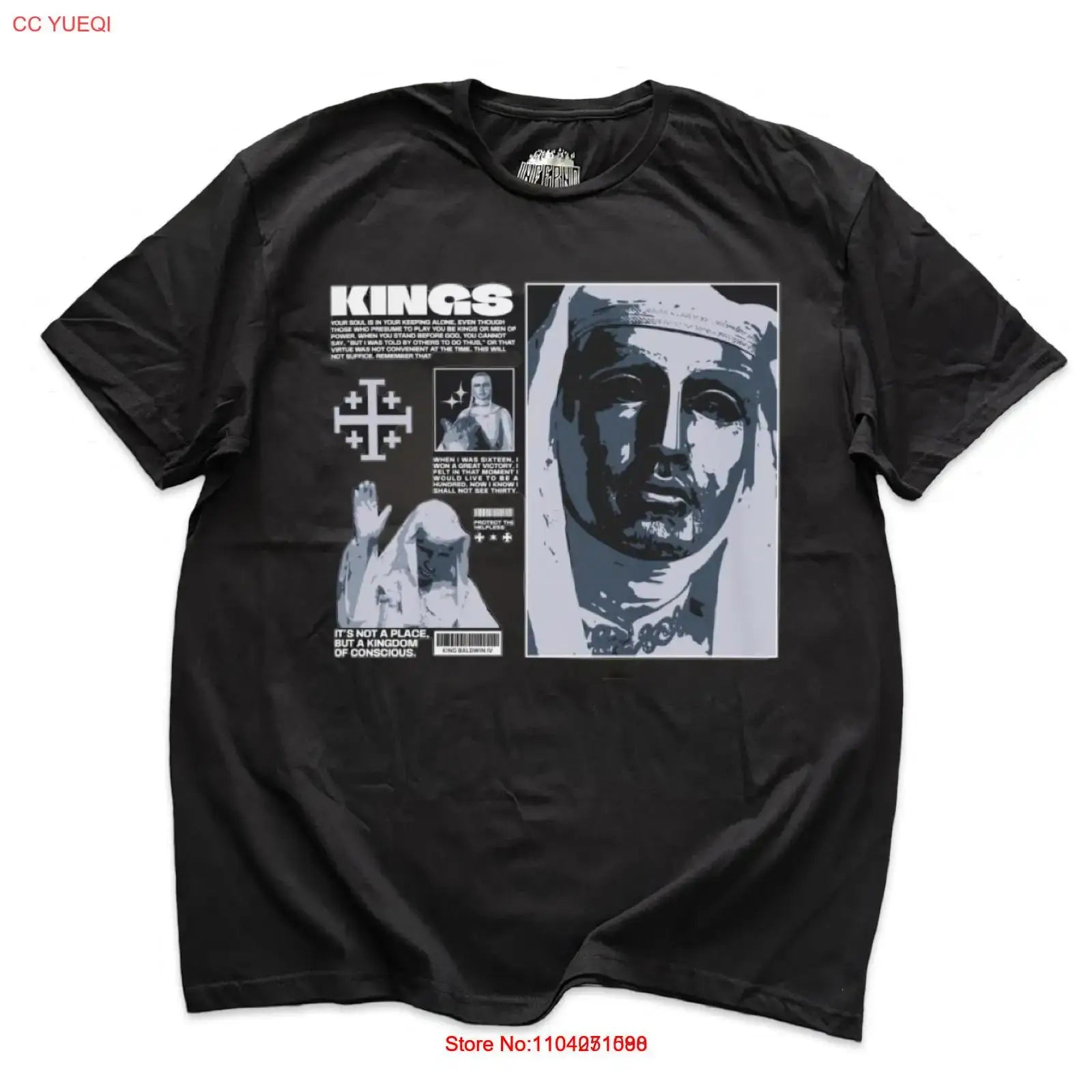 Camisa King Baldwin IV, camisa Grunge Y2K, camisa cristã, masculina tamanho S-3XL