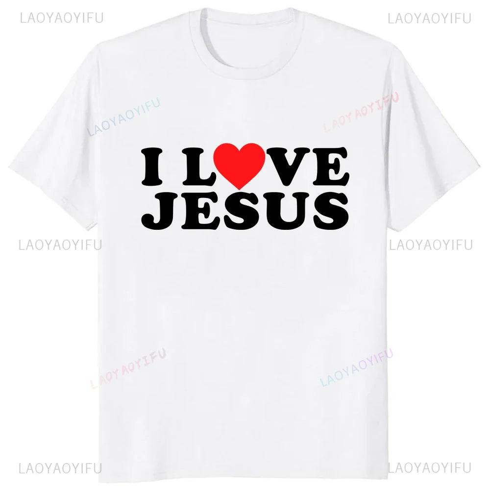 Eu amo jesus batimento cardíaco gráfico impresso camiseta cristã cristianismo fé religião casual moda streetwear hip hop homem t