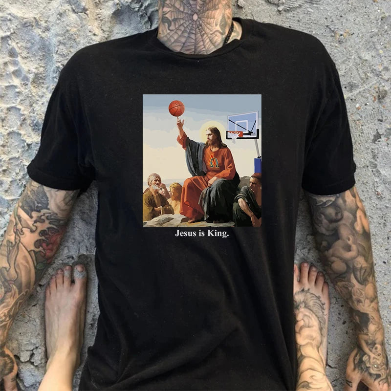 Engraçado Jesus Jogar Basquete T-shirt para Homens e Mulheres, Tee Fé Cristã, Tops Religiosos, Roupas Religiosas, Fé