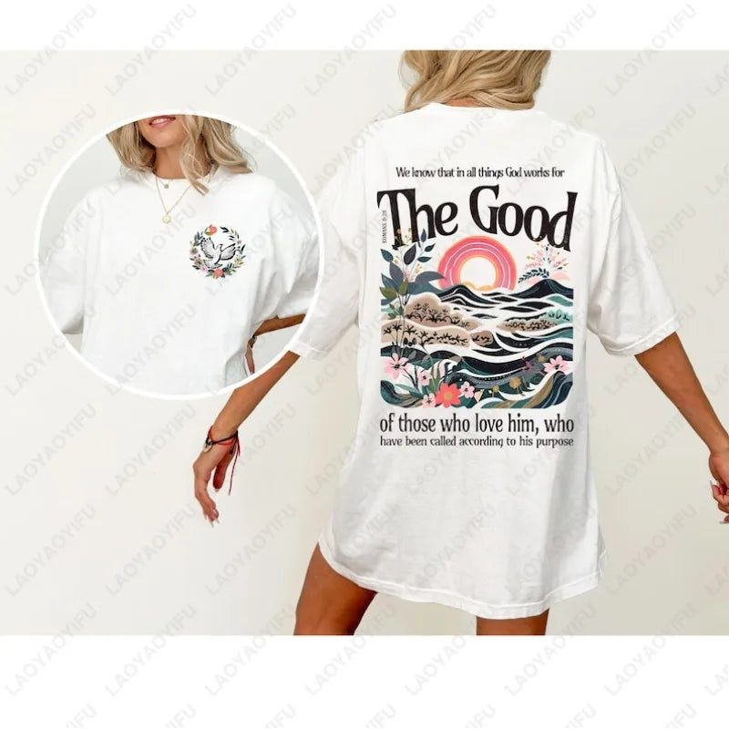 Amor o senhor camisas cristãs romanos 8 28 confiança no senhor jesus camisetas ele é ascenso deus é boa mulher tshirt jesus é rei topos
