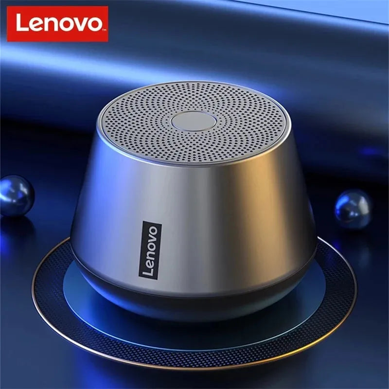 Mini Caixa de Som Lenovo-K3 Pro Alto-falante Bluetooth sem fio com graves, impermeável, textura metálica, interior do carro, alto-falante portátil ao ar livre