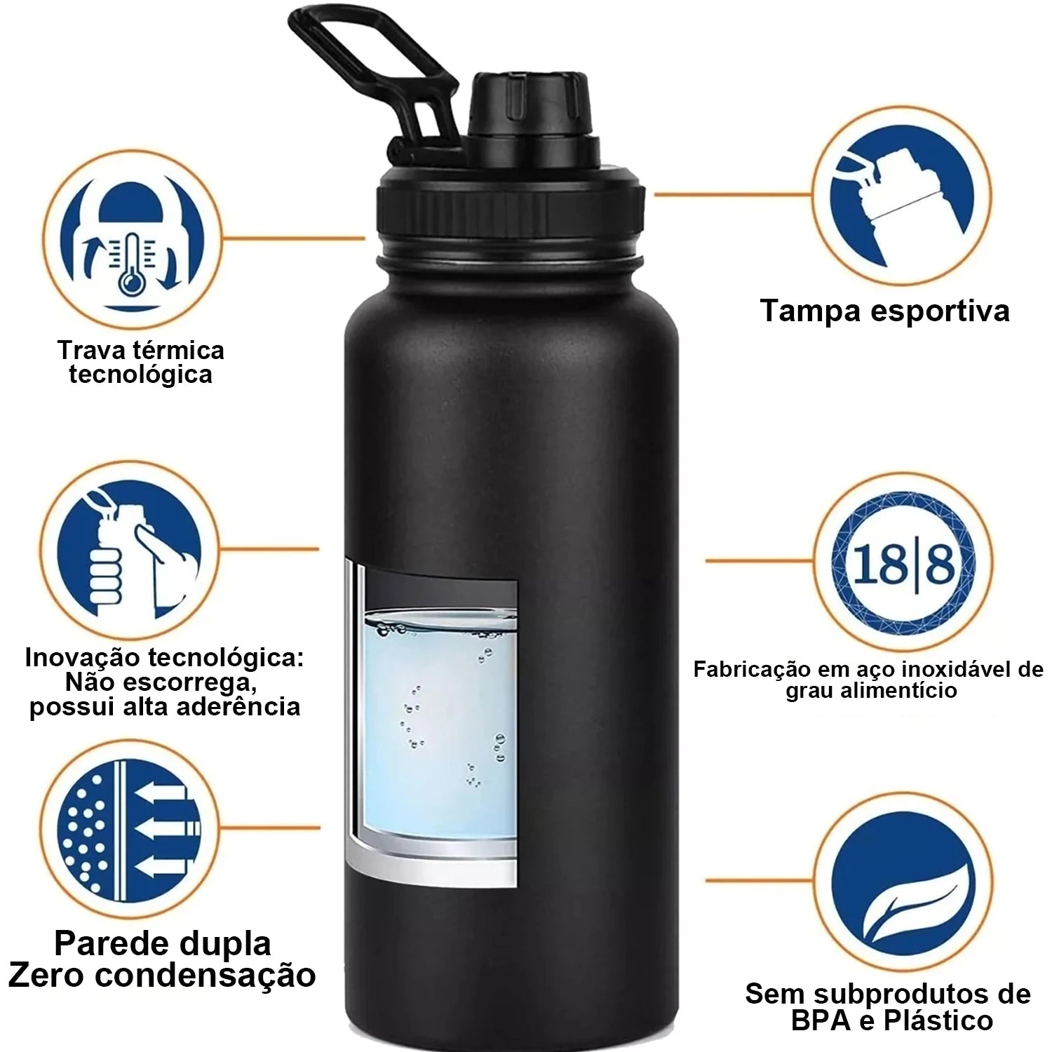 Garrafa térmica de aço inoxidável isolante 1000ml - Modus